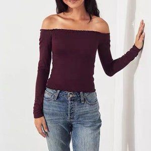 Hollister smocked, off the shoulder Top